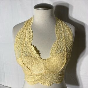 Aeropostale Yellow Lace Halter Top Bralette S